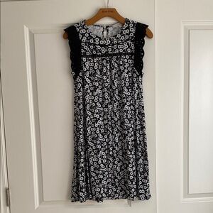 LOFT Black and White Floral Mini Dress
